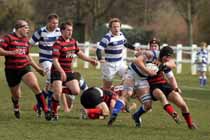 Tynedale's Stuart Johnson on the charge against Blackheath, National League Division 1, Tynedale Park, Corbridge, Northumberland.